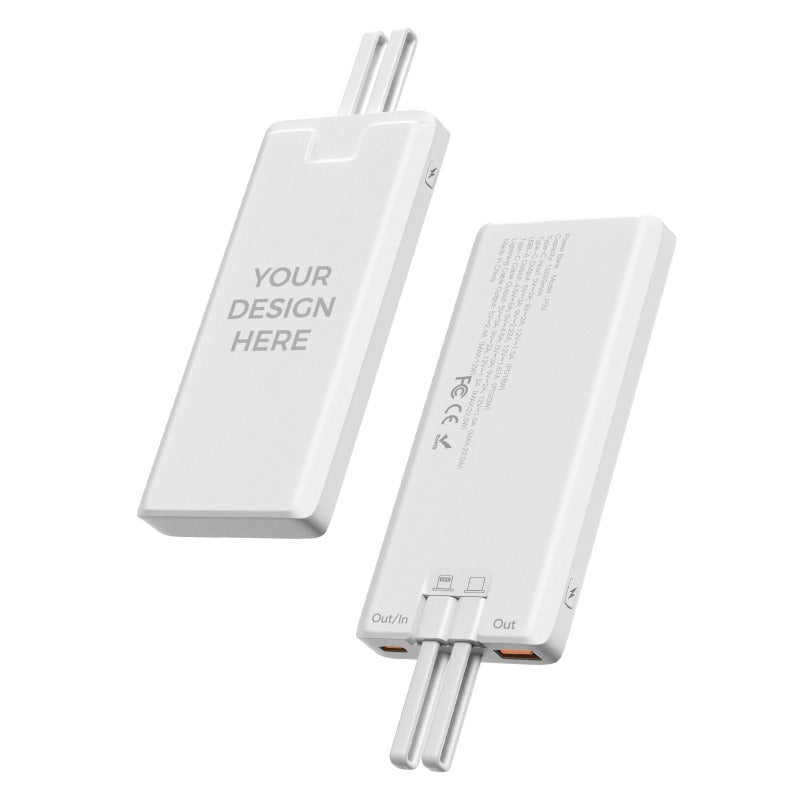 Wowtech Ultra Slim 10000mAh Built-in Cables Power Bank for Custom Gift