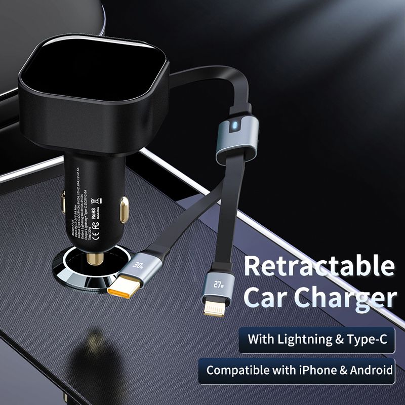 Wowtech 2-in-1 Retractable Car Charger