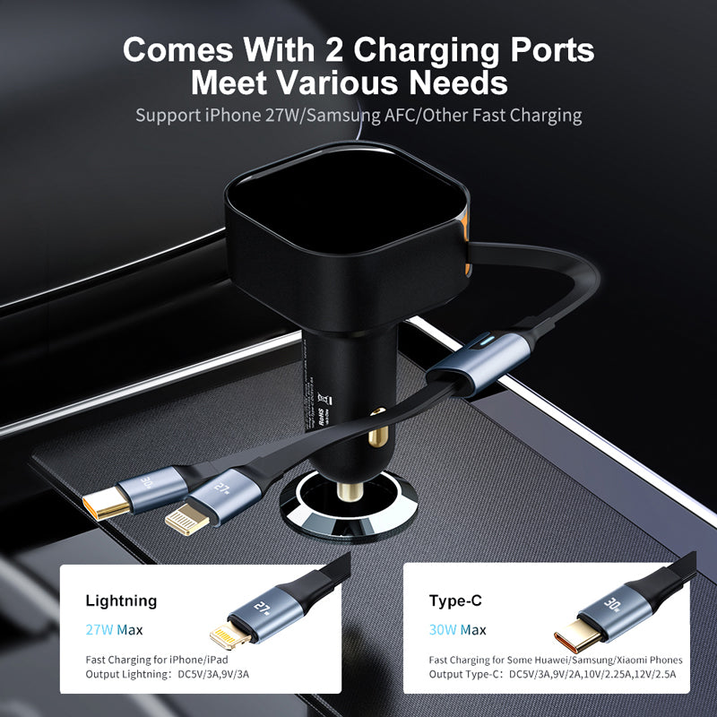 Wowtech 2-in-1 Retractable Car Charger
