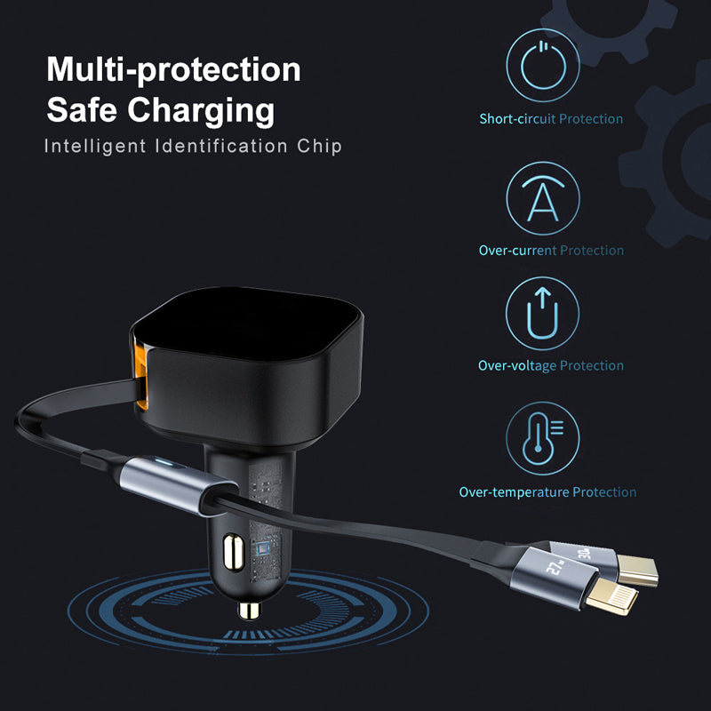Wowtech 2-in-1 Retractable Car Charger