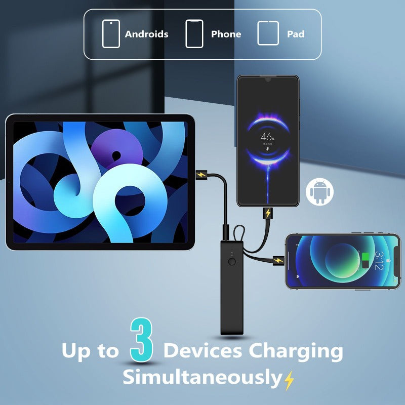 Wowtech Portable 5000mAh Power Bank with Installed Cables & Torch