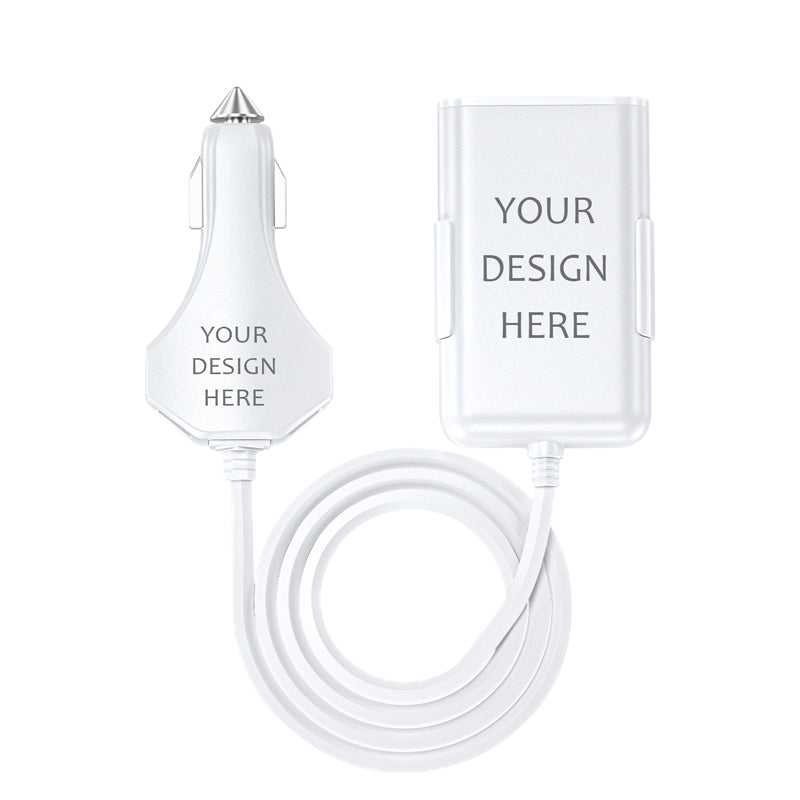 Wowtech 4 USB Port Car Charger with Extension Cable for Back Seat