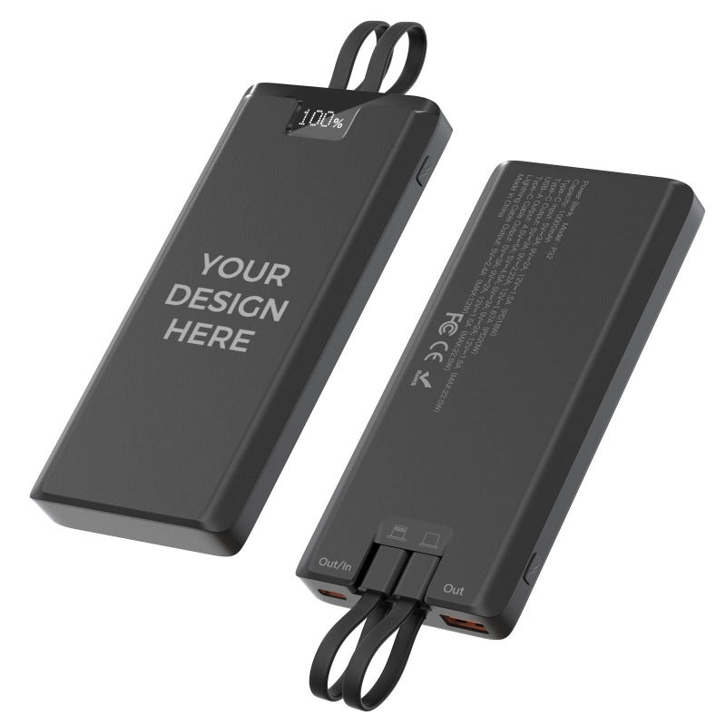 Wowtech Ultra Slim 10000mAh Built-in Cables Power Bank for Custom Gift