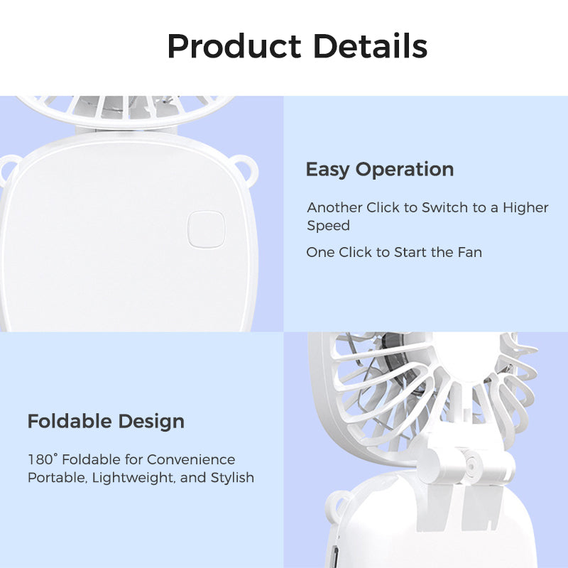 Wowtech Mini Foldable Desk Fan with Cord