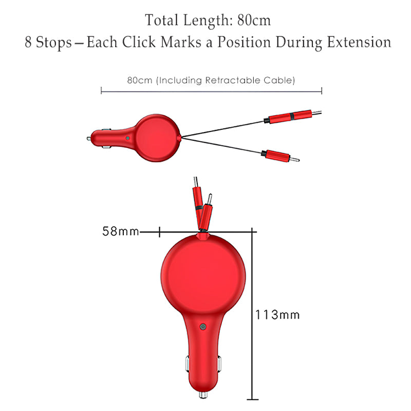 Wowtech 3-in-1 Universal Retractable Car Charger