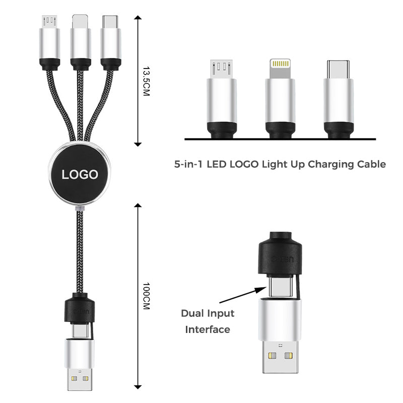 Wowtech 5-in-1 LED Luminous Logo Charging Cable